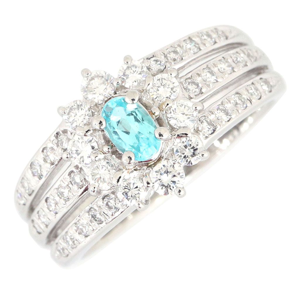 【中古】パライバトルマリン ダイヤモンド リング PT0.20ct D0.55ct Pt900 11号 鑑別書付き 指輪 アクセサリー レディース 女性 ストーン PARAIBA TOURMALINE DIAMOND|ダイヤ ダイヤモンドリング ダイヤリング プラチナ ダイアモンドリング ダイア ジュエリー プラチナリング|マダムブランド 店