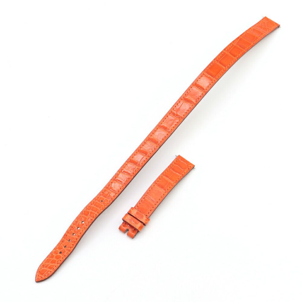 エルメス 替えベルト ドゥブルトゥール 取り付け幅14mm オレンジ アリゲーター □Q刻印 2013年製造 中古 2重巻き ベルトストラップ腕時計 時計 レディース 女性 HERMES|マダムブランド 店