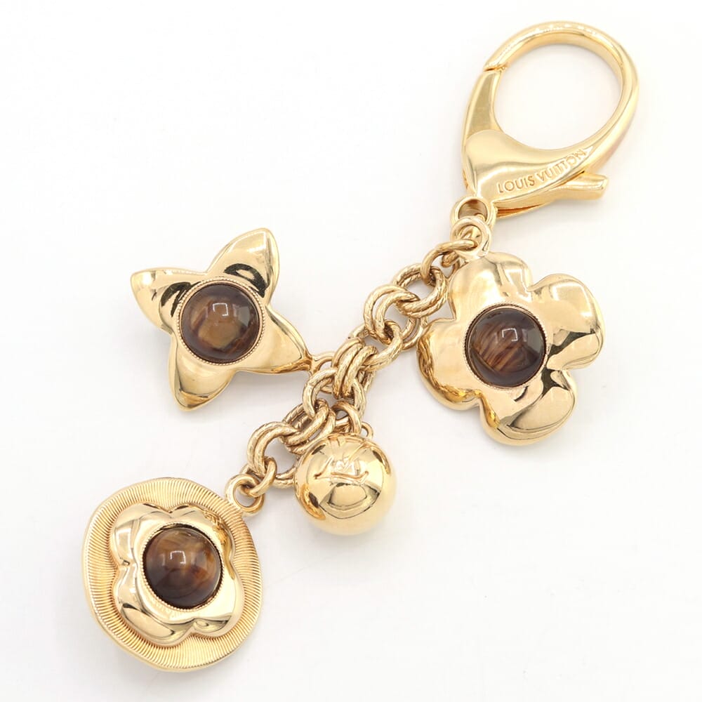【レア】ルイヴィトン レザー ゴールド金具 キーリング キーホルダー チャーム LOUIS VUITTON - LOUIS VUITTON ルイヴィトン レザー 茶系