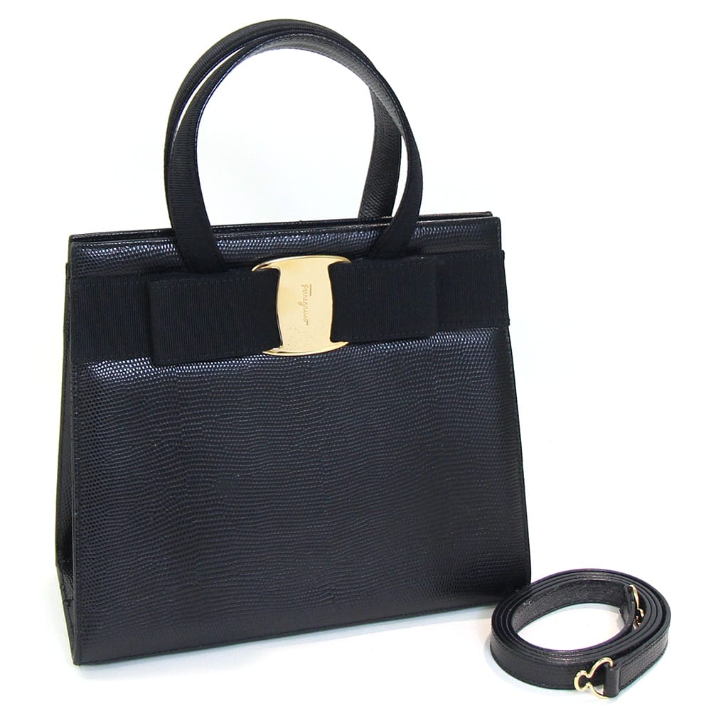良品 Ferragamo フェラガモ ハンドバッグ レザー ブラック ガンチーニ 楽天市場】□新品同様□ Salvatore Ferragamo フェラガモ