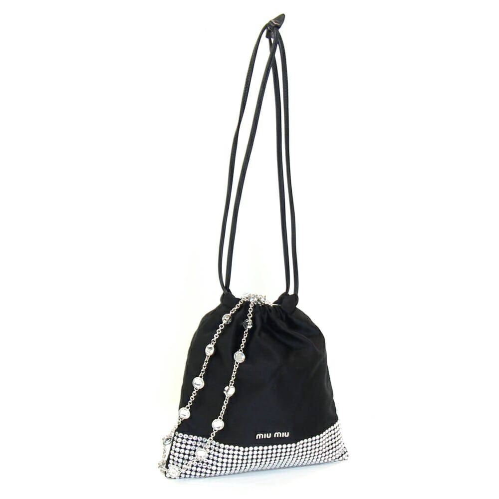 【MIUMIU】巾着バッグ（巾着ポーチ） MIUMIUプリント♪巾着バッグ・ポーチ♪チェック ドット (MiuMiu