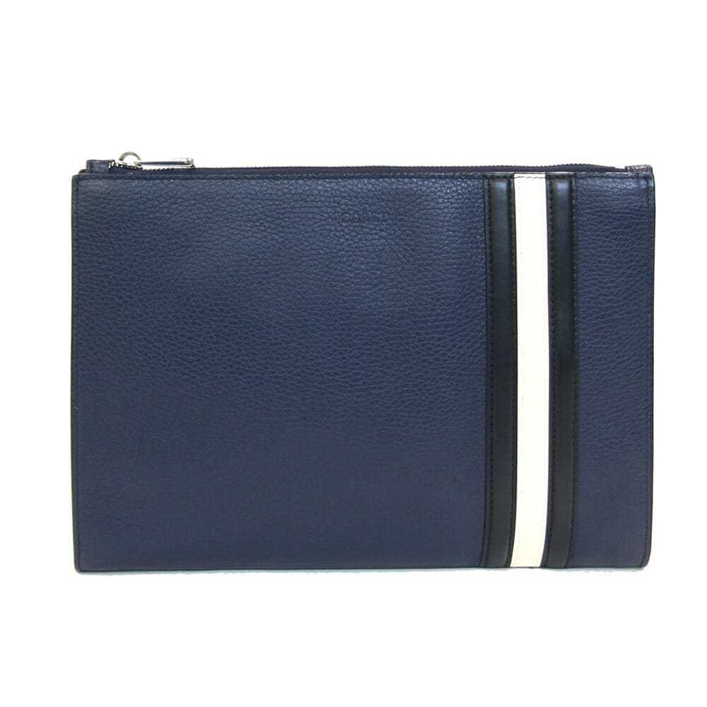 BALLY レザートートバッグ 青 黒 ストライプ レディース デザイナーズ レザー＆コットン トートバッグ│バリー