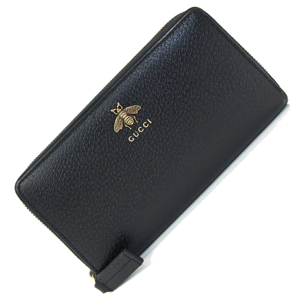 GUCCI ブラック 長財布 蜂のロゴ グッチ 長財布 財布 メンズ レディース ビー＆スター ラウンド
