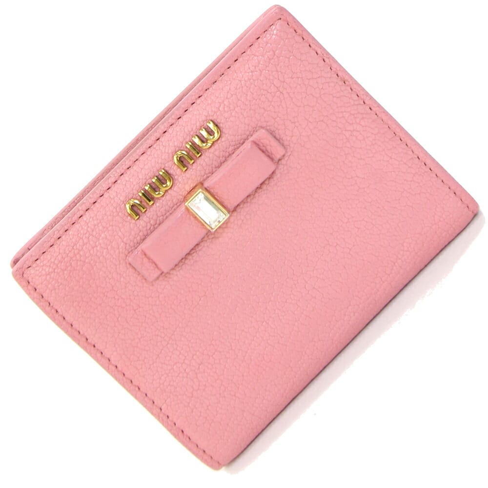 人気✨ミュウミュウ ミニ財布 折り財布 マドラス ラブレター ハート　ピンク miu ミュウミュウ miumiu 財布 マドラス ラブ ピンク ハート