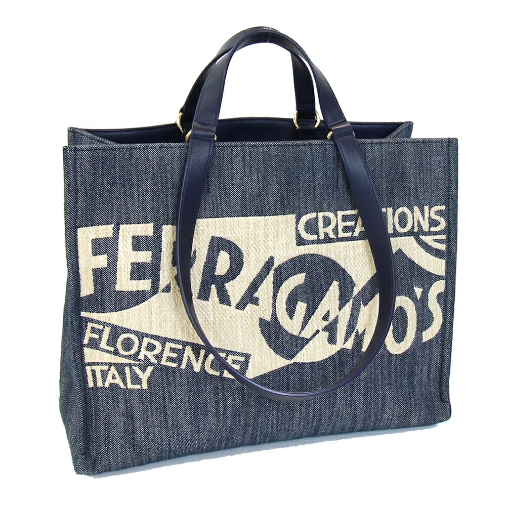 関税負担なし☆Salvatore Ferragamo デニムスモールトートバッグ 関税負担なし☆Salvatore Ferragamo デニムスモールトートバッグ