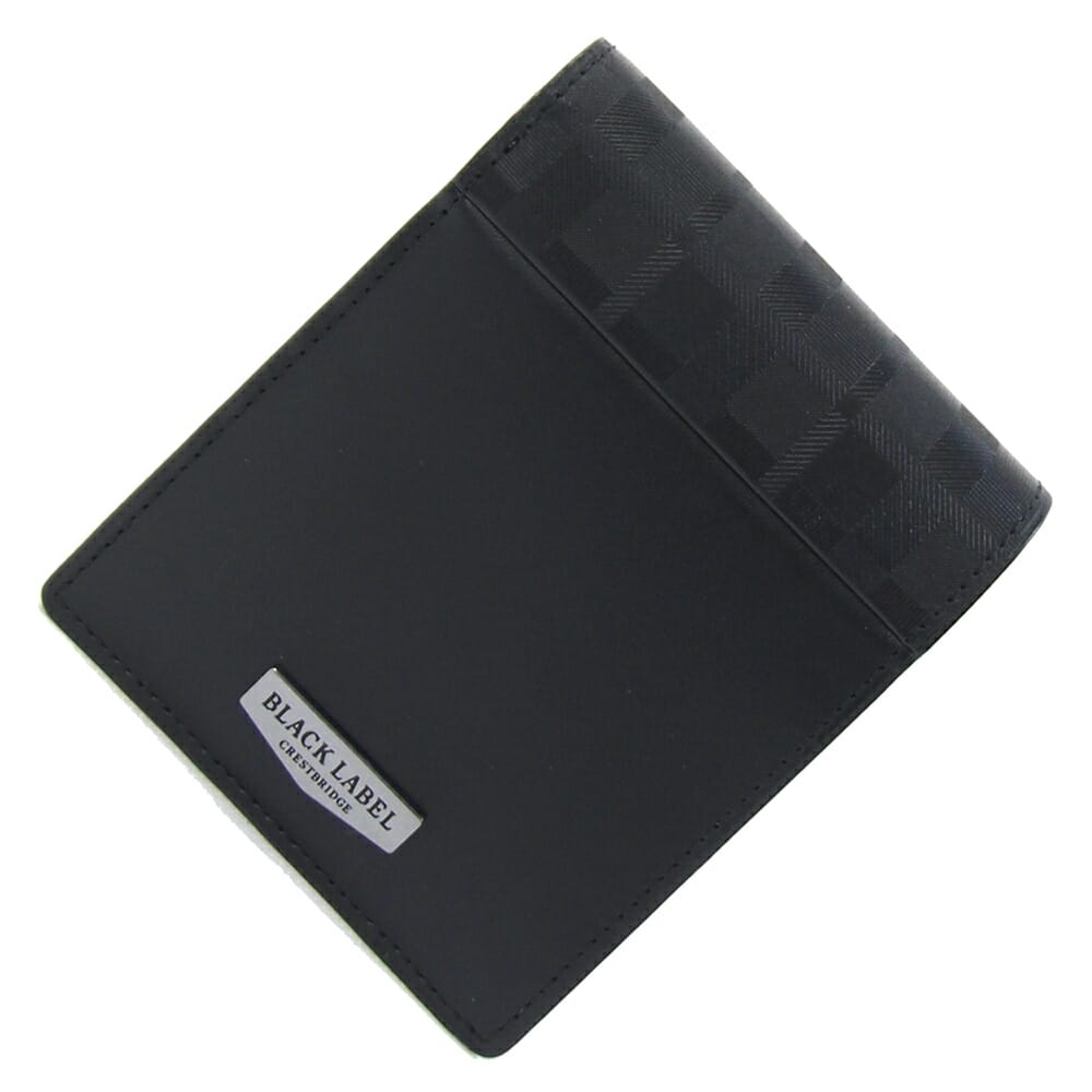 黒いこと付け札 クレストブリッジ 二つ折り紙入れ 51210323 黒いこと なめし革 中古 メンズ 成人男性 折り紙入れ 照合のしるし コンパクトウォレット ロゴタイプ BLACK LABEL CRESTBRIDGE