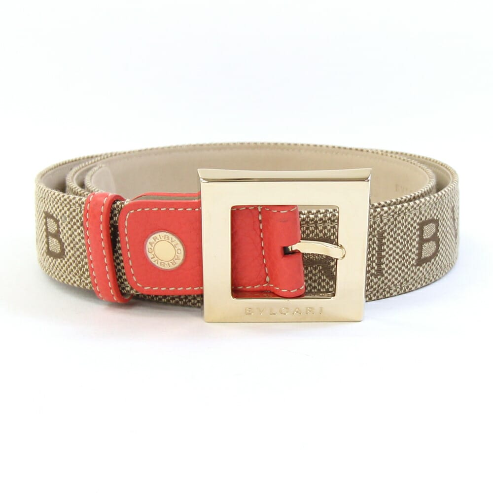 BVLGARI ブラウンレザーベルト ゴールドバックル UNUSED BVLGARI Bulgari-Bulgari Belt Dark Brown/GoldHW