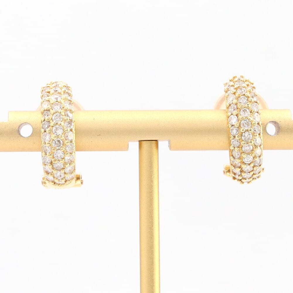 ダイヤモンド イヤリング D0.50ct D0.50ct K18 YG 中古 イヤー アクセサリー ジュエリー 宝石 レディース パヴェ メレ 1ct 0