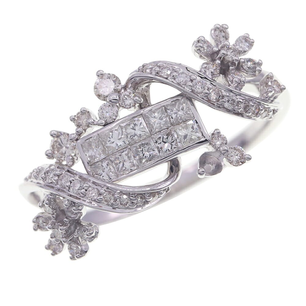ダイヤモンド リング D0.64ct K18 WG 19号 中古 アクセサリー 指輪 ジュエリー 宝石 レディース デザイン 0｜マダムブランド 店