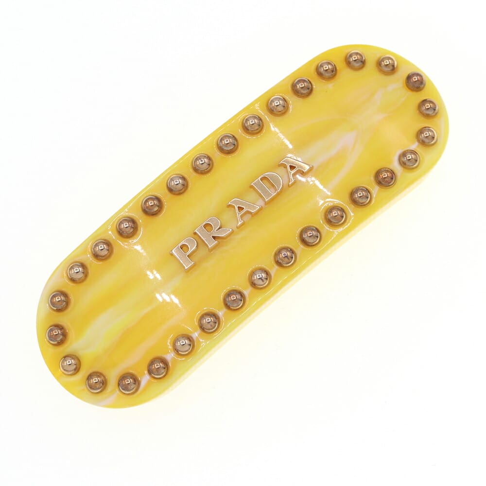 PRADA ピンク トライアングルヘアピン 楽天市場】【中古】 PRADA プラダ バレッタ メタル