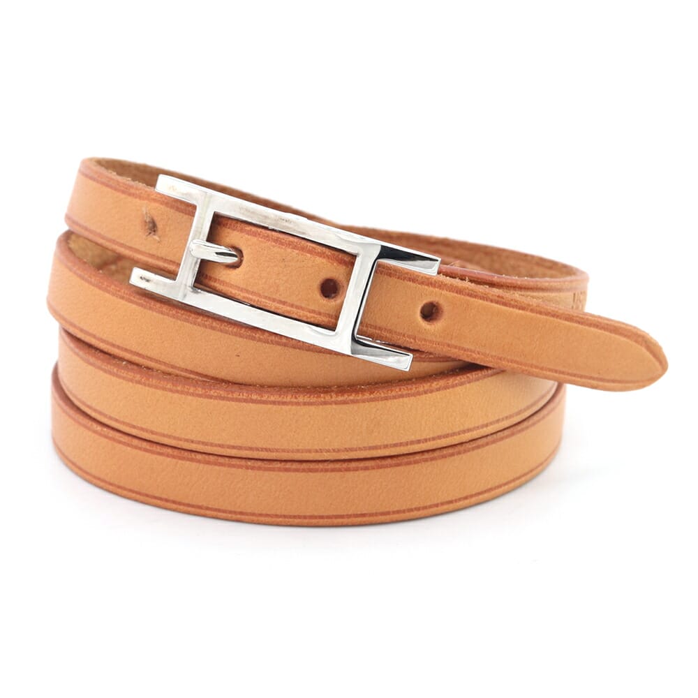 楽天市場】HERMES エルメス アピ3 レザー ブレスレット シルバー