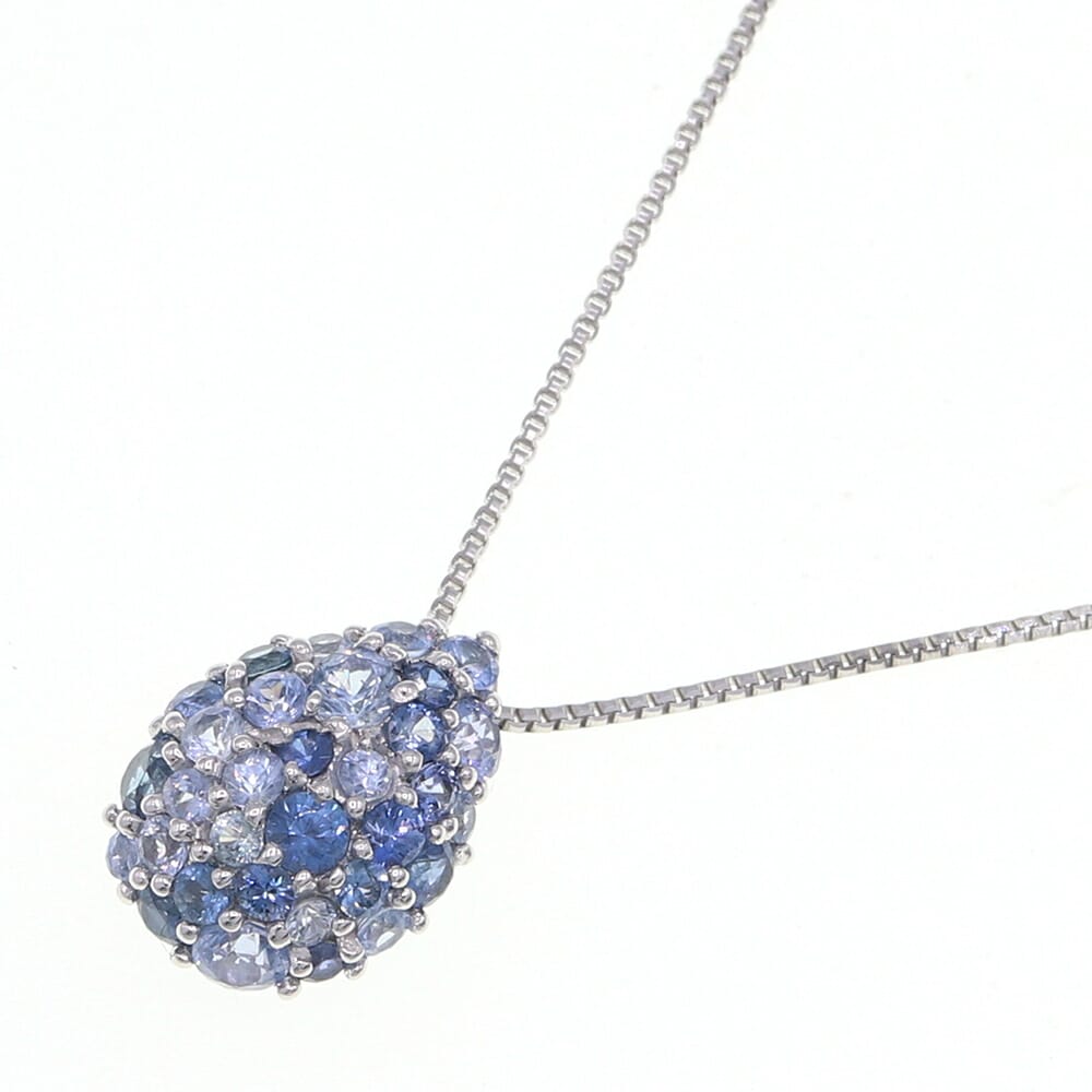 サファイア ネックレス サファイア K18WG 中古 ペンダント アクセサリー ジュエリー 宝石 レディース 女性 婦人 ドロップ 雫型 Sapphire