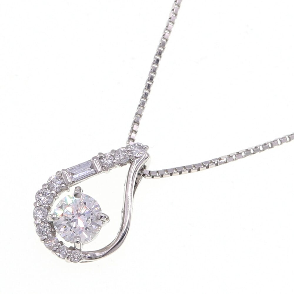 ダイヤモンド ネックレス D0.323 D0.15ct Pt850 Pt900 中古 ペンダント アクセサリー ジュエリー 宝石 レディース 0|マダムブランド 店