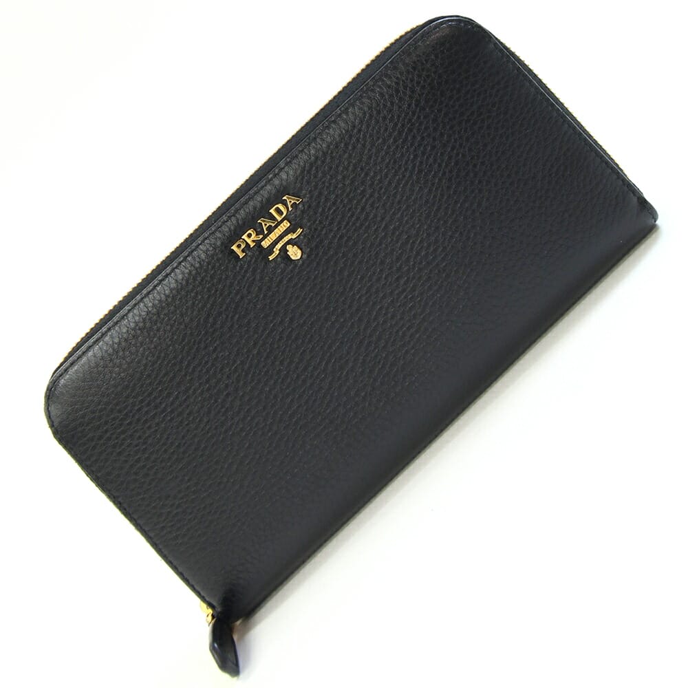 楽天市場】プラダ PRADA 長財布 三角ロゴ ブラックxゴールド