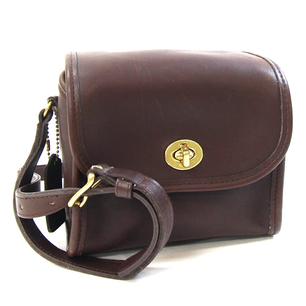 COACH オールドコーチ ダークグリーン レザー ショルダーバッグ 美品 オールドコーチ ☆USA製 レザー ミニ ショルダーバッグ
