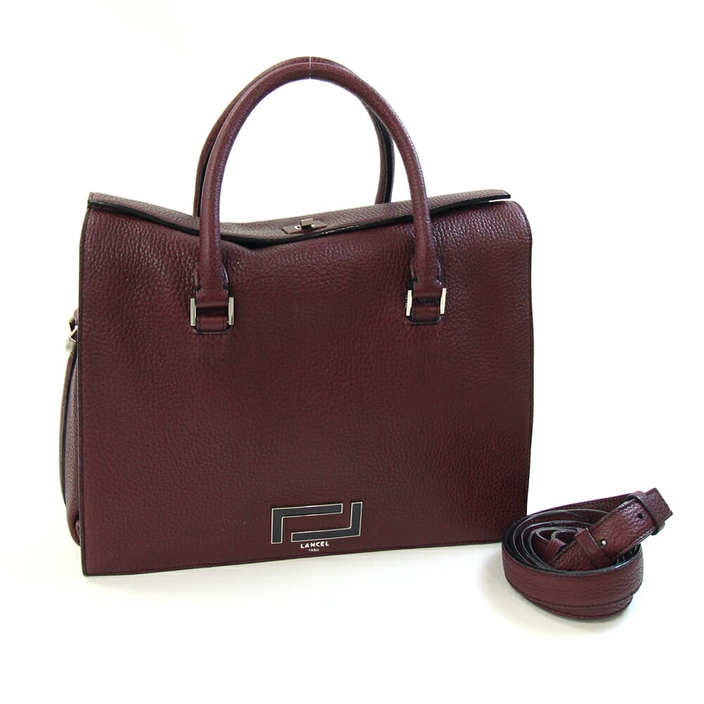 ランセル 2WAYハンドバッグ ボルドー レザー 中古 ショルダーバッグ 斜め掛け 肩掛け 鞄 レディース LANCEL｜マダムブランド 店
