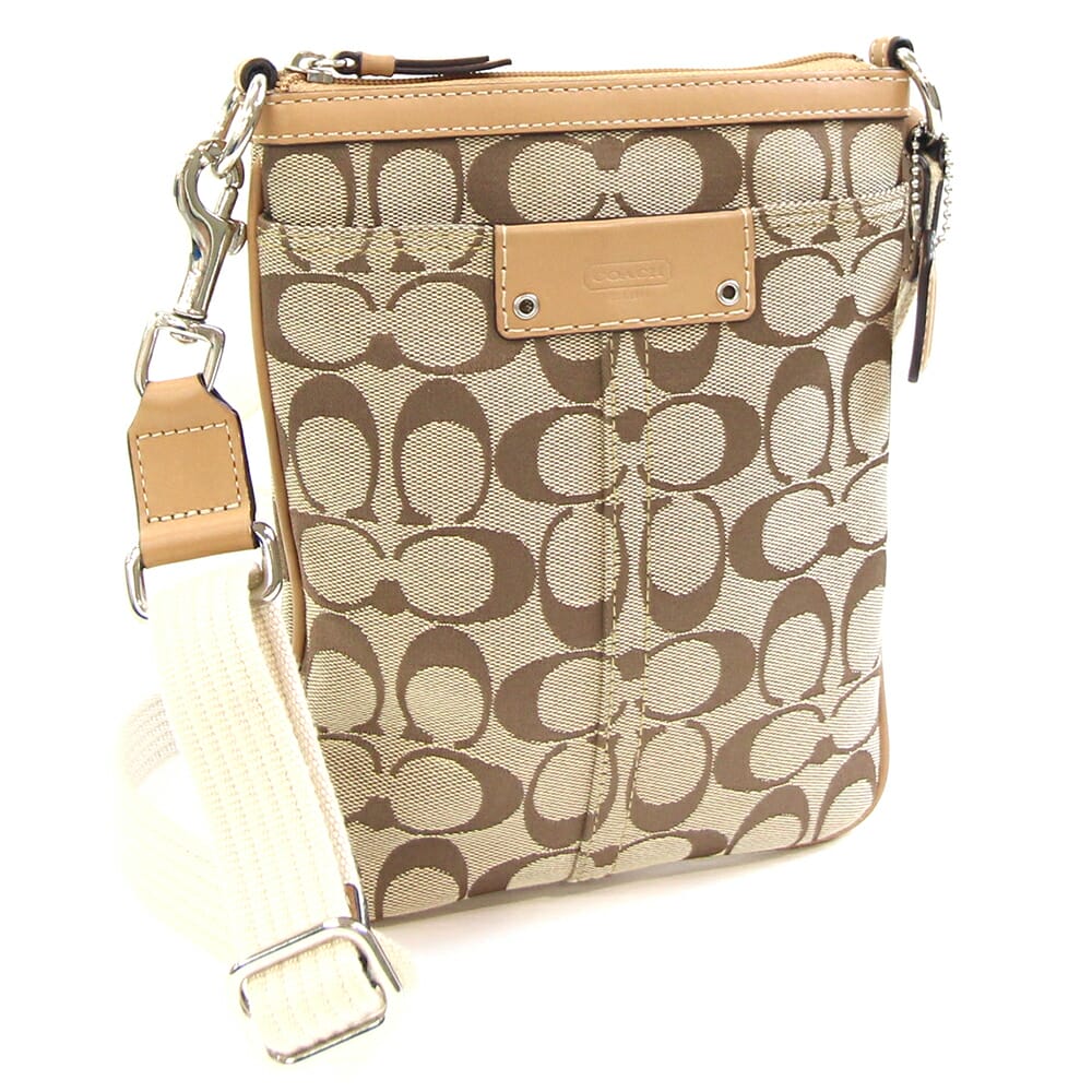 美品✨コーチ ショルダーバッグ サコッシュ ミニシグネチャー　ブラウン　男女兼用 COACH コーチ ショルダーバッグ レディース シグネチャー 2way