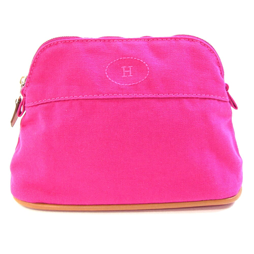限定1点！美品HERMESポリードポーチ肩がけショルダーMMピンク鑑定済み送料込 HERMES エルメス ポーチ ボリードポーチ ミニミニ ハイビスカス