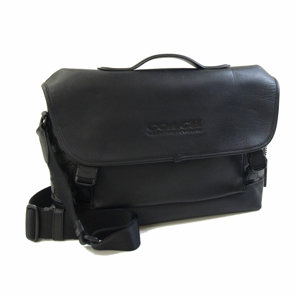 COACH コーチ ダブルポケット メッセンジャーバッグ ショルダーバッグ 黒 COACH/コーチ】 メッセンジャーバッグ 斜め掛け ショルダー