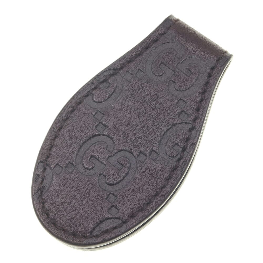 楽天市場】GUCCI グッチ マネークリップグッチシマレザー ダクブラウン