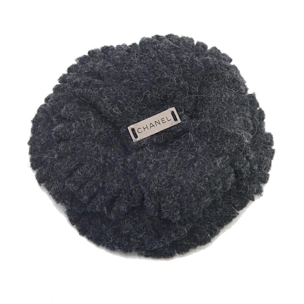 シャネル ブローチ カメリア コサージュ グレー ウール 中古 花 フラワー ロゴ ファッション アクセサリー レディース フェルト CHANEL