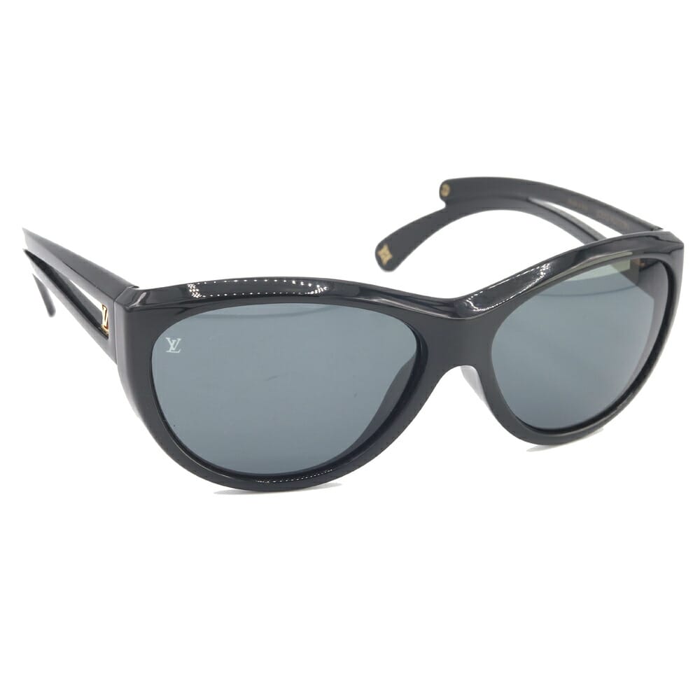 ルイヴィトン 黒眼鏡 フロール キャットアイ Z0449E 57□15 中古 アイウェア 眼鏡 メガネ LV ロゴタイプ レディース LOUIS VUITTON