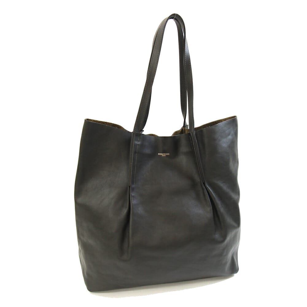 ニナリッチ トートバッグ うす暗い赤銅色 なめし革 中古 肩かけ ロゴタイプ 合切袋付 レディース NINA RICCI