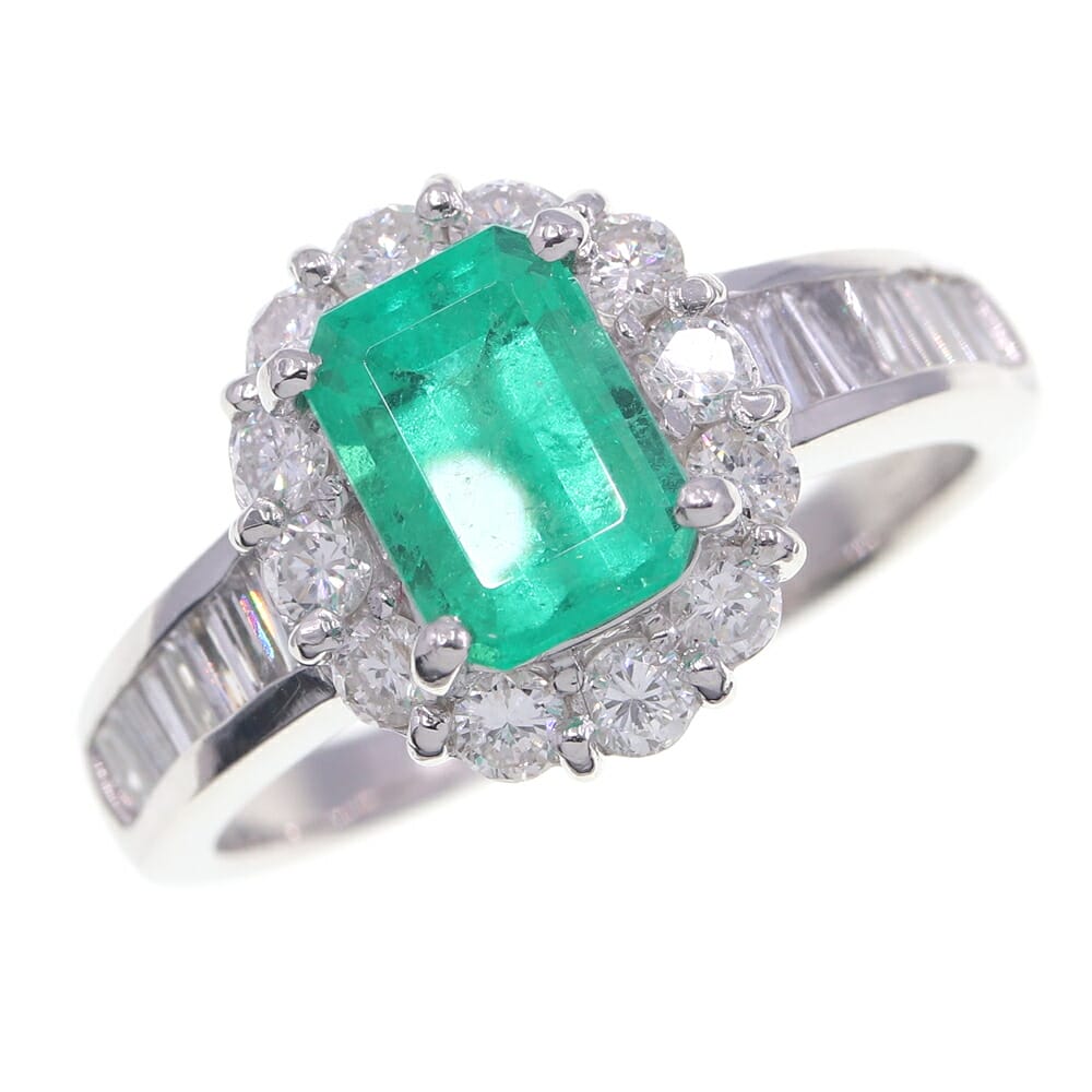 エメラルド ダイヤモンド リング E1.17ct D0.72ct Pt900 鑑別書付 中古 指輪 アクセサリー ジュエリー 宝石 レディース 女性 婦人 Emerald Diamond｜マダムブランド 店