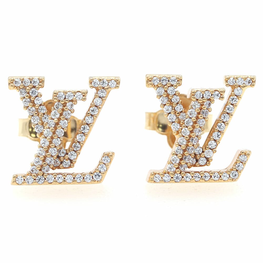 ルイヴィトン ピアス LV アイコニック ストラス M00609 ゴールド メタル ストラス 中古 イヤー アクセサリー LVロゴ レディース LOUIS VUITTON