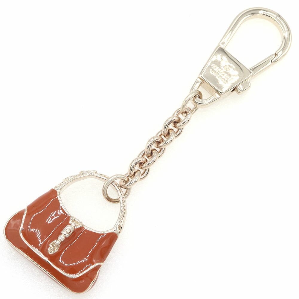 グッチ キーリング ブラウン シルバー メタル 中古 キーホルダー バッグモチーフ バッグチャーム アクセサリー レディース GUCCI