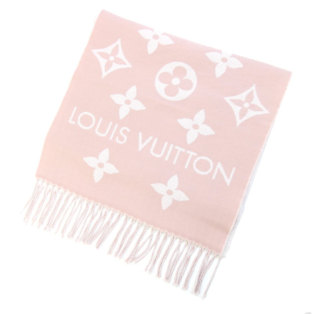 ルイヴィトン マフラー LV エセンシャル M77854 ベージュローズ ウール100% 中古 モノグラム ショール ロゴ ピンク ファッション レディース LOUIS VUITTON|マダムブランド 店