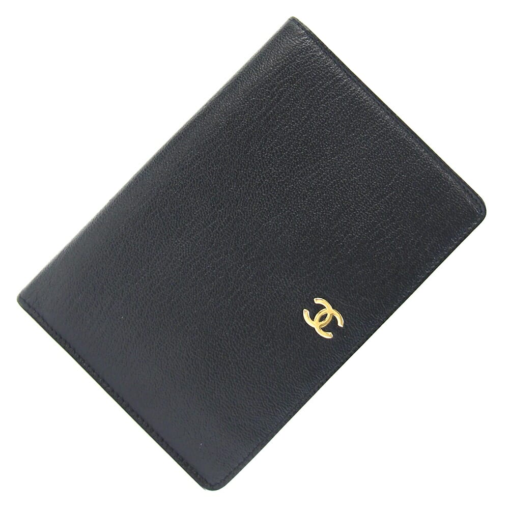 シャネル 二つ折り財布 ブラック レザー 中古 ココマーク ヴィンテージ オールド レディース CHANEL