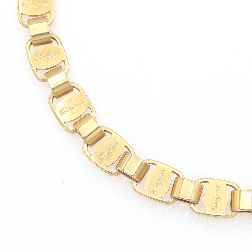 フェラガモ ネックレス ヴァラ ゴールド メタル 中古 チョーカー ペンダント アクセサリー ロゴ レディース Salvatore Ferragamo