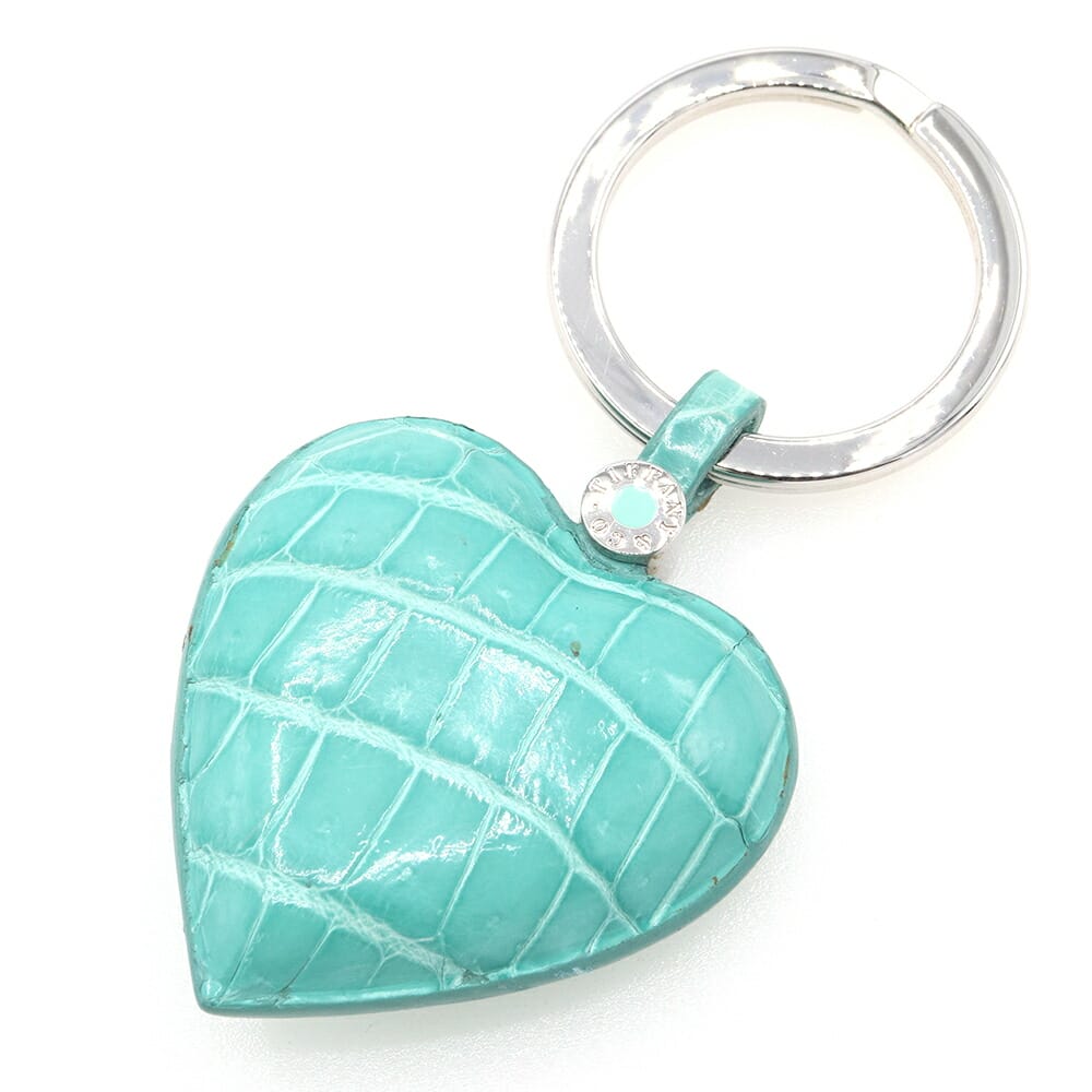 ティファニー キーリング ティファニーブルー クロコダイル 中古 キーホルダー ハート エキゾチックレザー ロゴ レディース TIFFANY＆CO
