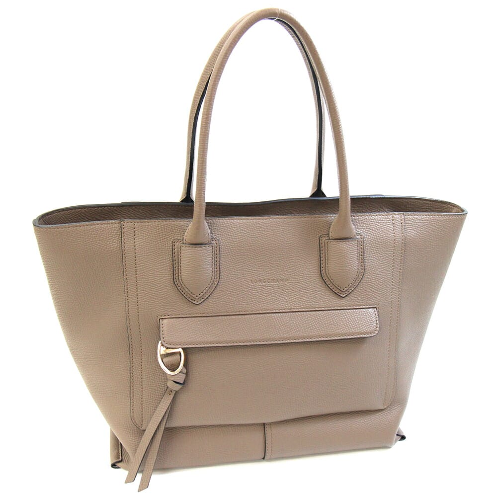 ロンシャン トートバッグ メールボックス 10105HTA015 トープ レザー 中古 肩掛け ショルダー ロゴ 鞄 レディース LONGCHAMP｜マダムブランド 店