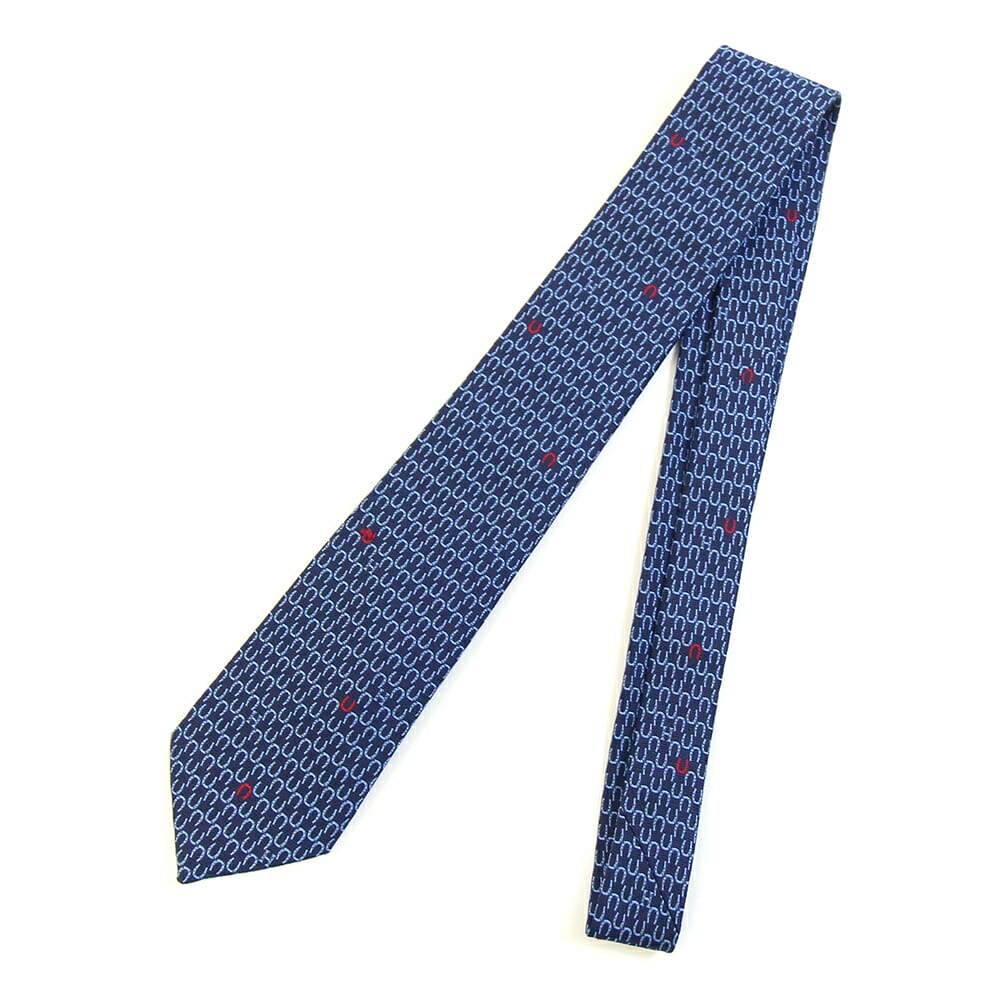 エルメス タイ 甚だしい 絹地タイ 7コマーシャル Tie 7 Horseshoes 339270T 米国海軍 絹地100％ 中古 背広 商行為 フォーマル 鉄沓 馬蹄 メンズ  HERMES