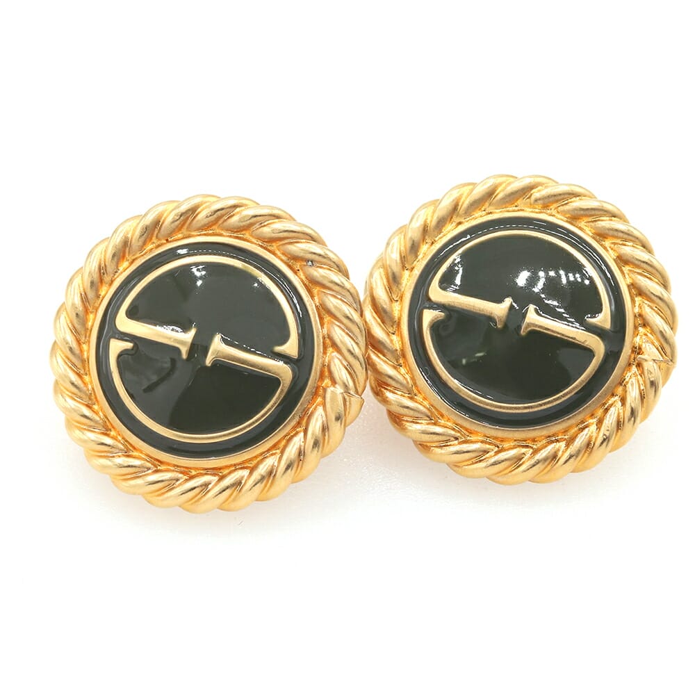 グッチ カフス オリーブ ゴールド エナメル メタル 中古 スーツ ビジネス アクセサリー ヴィンテージ メンズ GUCCI