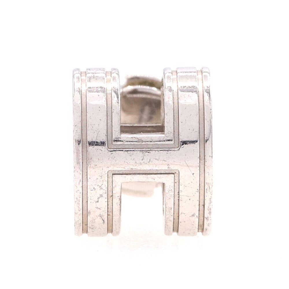 エルメス 片耳ピアス ポップアッシュ しろがね色 金属元素 中古 イヤー 付属品 受けが良いH ロゴタイプ レディース HERMES