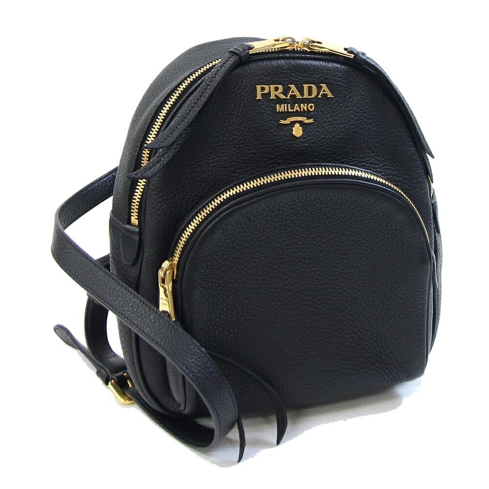 【中古】 プラダ バックパック 1BZ051 ブラック レザー 中古 ミニリュック 鞄 ロゴ レディース 女性 PRADA | プラダバッグ プラダバック プラダリュック ブランド バッグ バック カバン リュックサック リュック ブランドバッグ ブランドバック ブランドカバン レザーバッグ