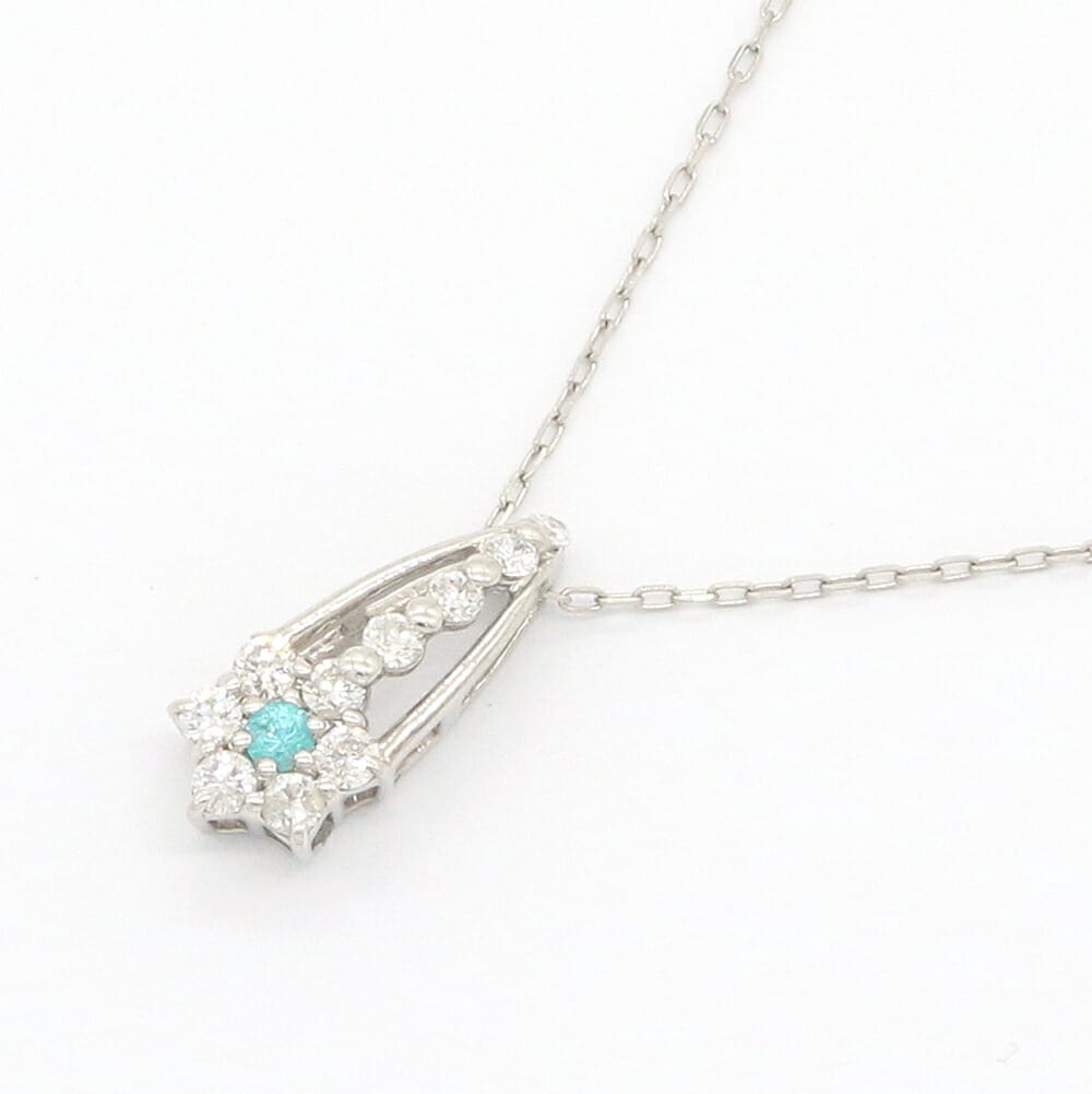 パライバトルマリン ダイヤモンド ネックレス PT0.025ct D0.16ct Pt850 Pt900 鑑別書付き 中古 ペンダント アクセサリー ジュエリー 宝石 ストーン レディース 女性 ParaibaTourmaline Diamond|マダムブランド 店