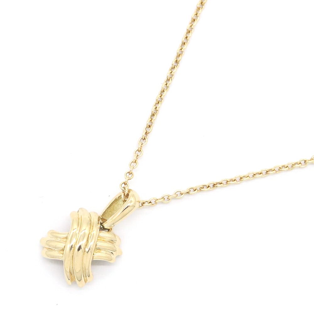 ティファニー ネックレス シグネチャー クロス 750 YG 中古 ペンダント アクセサリー ジュエリー レディース 女性 TIFFANY&CO|マダムブランド 店