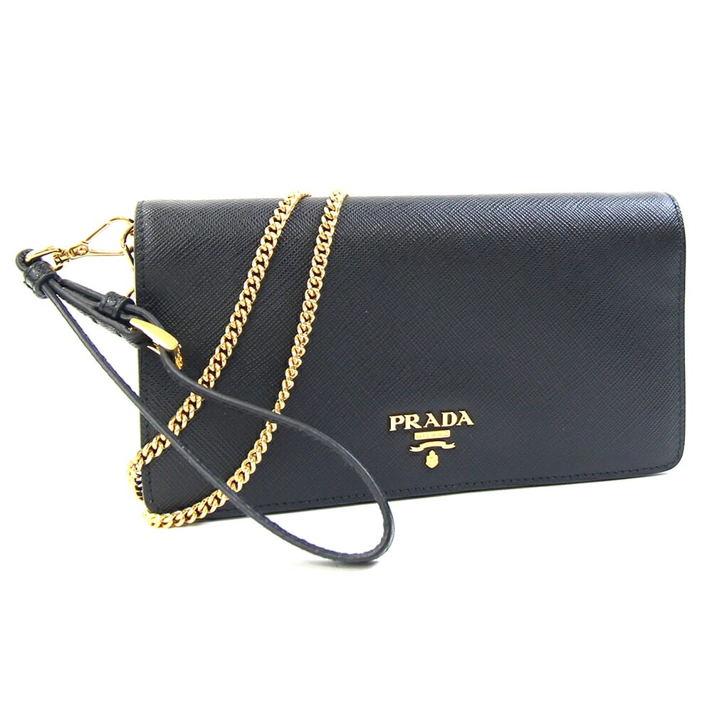 プラダ 2wayショルダーバッグ 1DH029 黒いこと ゴールド 中古 ショルダーウォレット お金入れ御徒面子 クラッチペダル御徒面子 曲がった掛け ポシェット チェーン店肩肉 レディース PRADA