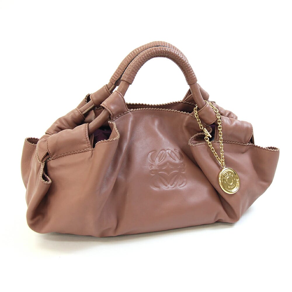 ロエベ ハンドバッグ ナッパアイレ 315.82.B52 ピンクブラウン レザー 中古 アナグラム 鞄 レディース LOEWE｜マダムブランド 店 45,370円
