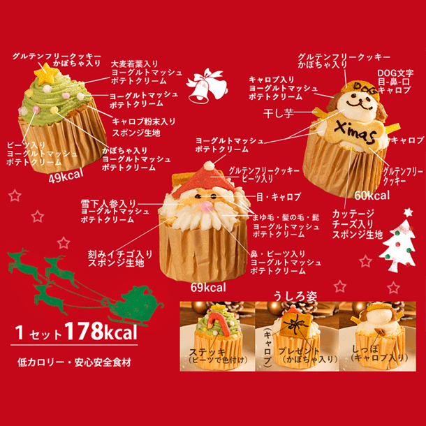 楽天市場 愛犬用クリスマスカップケーキセット 犬ケーキ 犬用クリスマスケーキ クリスマス 手作り 犬用ケーキ 手作り犬ごはんm Dogstudio