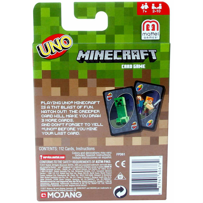 楽天市場 マテル ウノ マインクラフト カードゲーム Uno Minecraft Card Game 並行輸入品 マイクラ ｕｎｏ キャラクター グッズ プレゼント お子様 お祝い 誕生日 メール便送料無料 えむはーとドットコォム