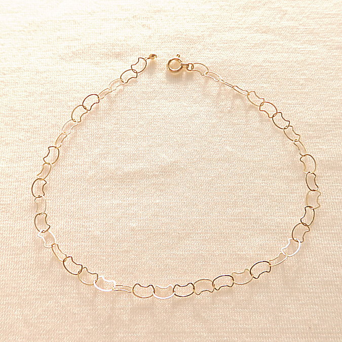 ハート型リンク ブレスレット k10刻印 k10 ハート型リンクチェーン ブレスレット