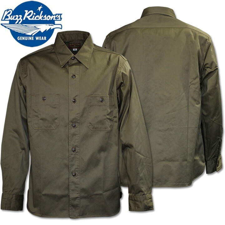BUZZ RICKSON\u0027S（バズリクソンズ）HERRINGBONE WORK SHIRT（ヘリンボーン・ワークシャツ）BR29390-149 Olive
