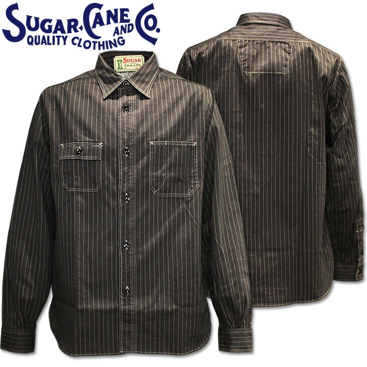 [2025AW新作!]Sugar Cane（シュガーケーン）F/ROMANCE 8.5oz. BLACK WABASH STRIPE WORK SHIRT（ウォバッシュ ストライプ ワークシャツ）SC29585-411 Black