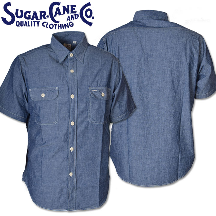 SUGAR CANE シュガーケーン　半袖シャツ　ブルー　Ｌサイズ　日本製 楽天市場】SUGAR CANE シュガーケーン シャツ 半袖 BLUE