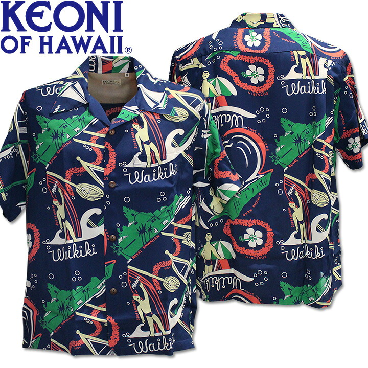 [2026SS新作!]SUN SURF（サンサーフ）アロハシャツ HAWAIIAN SHIRT『KEONI OF HAWAII / WAIKIKI SAND by JOHN MEIGS』SS39741-128 Navy｜mLAB店